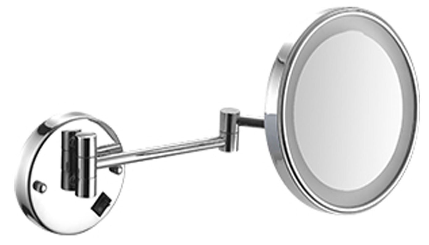 Изображение товара Зеркало косметическое Nofer Vanity 08006.B, 16 см, с LED подсветкой, увеличение х3, нержавеющая сталь глянцевая
