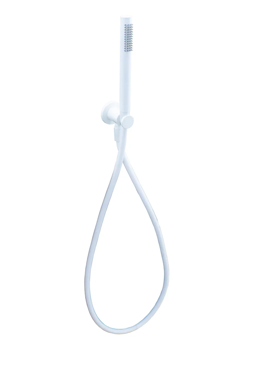 Изображение товара Душевой гарнитур Paffoni Master ZDUP094BO с металлическим держателем и шлангом 150 см, белый матовы