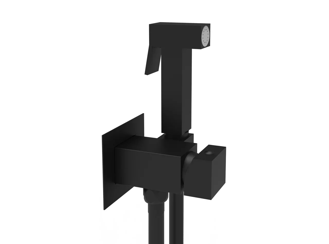 Изображение товара Гигиенический душ Paffoni Tweet Square, ZDUP112NO, со смесителем, черный матовый Изображение товара Гигиенический душ Paffoni Tweet Square, ZDUP112NO, со смесителем, черный матовый