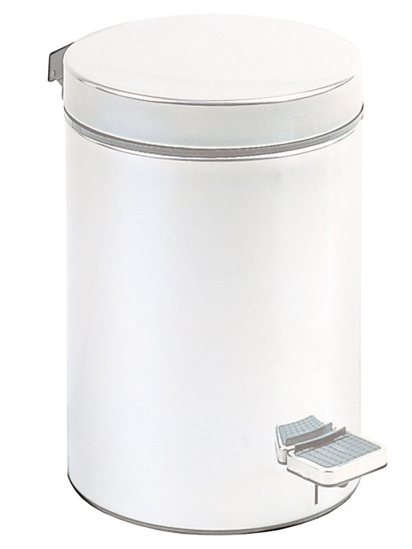 Изображение товара Корзина для мусора Nofer с педалью, 12 л, белая, из нержавеющей стали