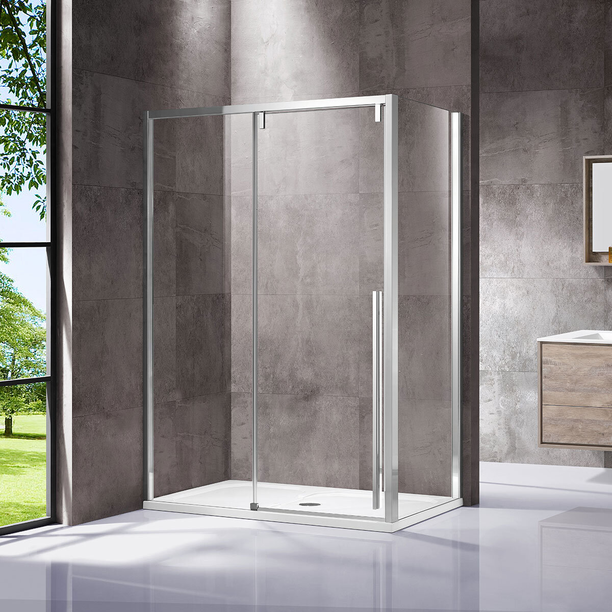 Изображение товара Душевой уголок Vincea Lugano VSR-1L1012CL-1, 120 x 100 см, прямоугольный, дверь раздвижная, стекло прозрачное, хром