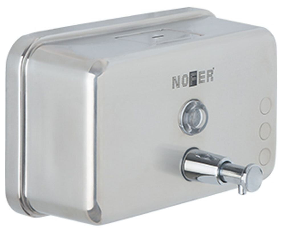 Изображение товара Диспенсер для мыла Nofer из нержавеющей стали 1200 мл горизонтальный