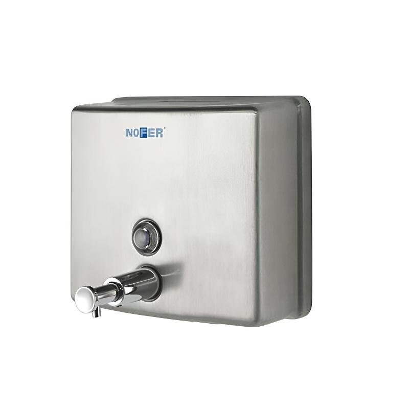 Изображение товара Дозатор для мыла Nofer 03004.S 17 см, квадратный 1400 мл, нержавеющая сталь матовая  