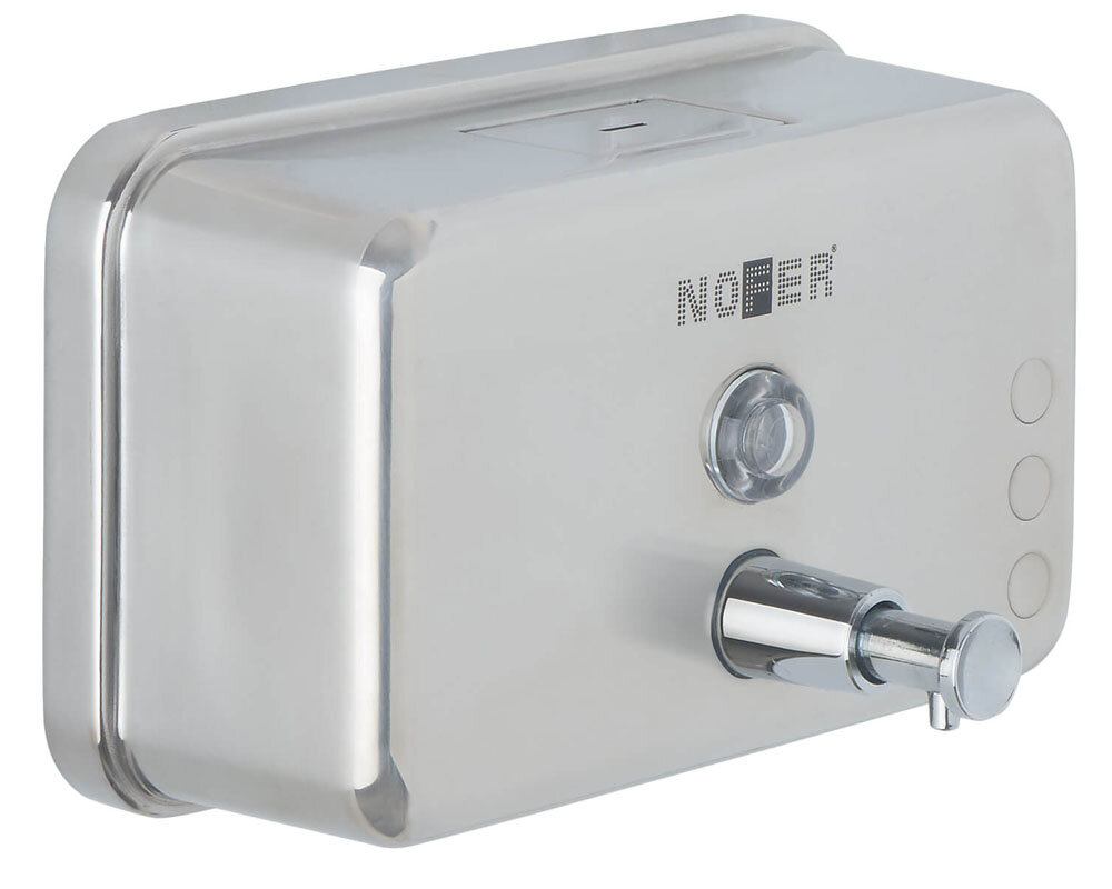 Изображение товара Диспенсер для мыла Nofer Inoxevo 1200 мл настенный горизонтальный нержавеющая сталь