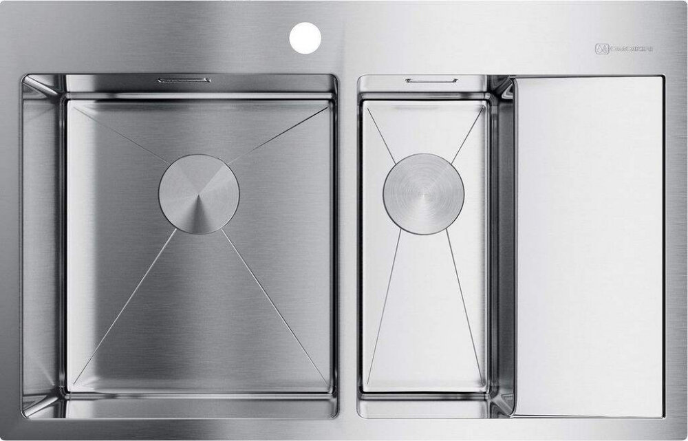 Изображение товара Мойка кухонная Omoikiri Akisame 78-2-IN-L из нержавеющей стали, 2 чаши, матовая, Япония