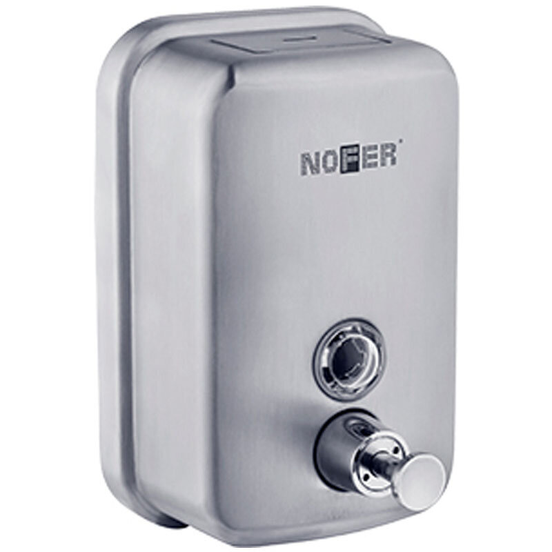 Изображение товара Диспенсер для мыла Nofer 600 мл из нержавеющей стали, вертикальный, антивандальный, Испания