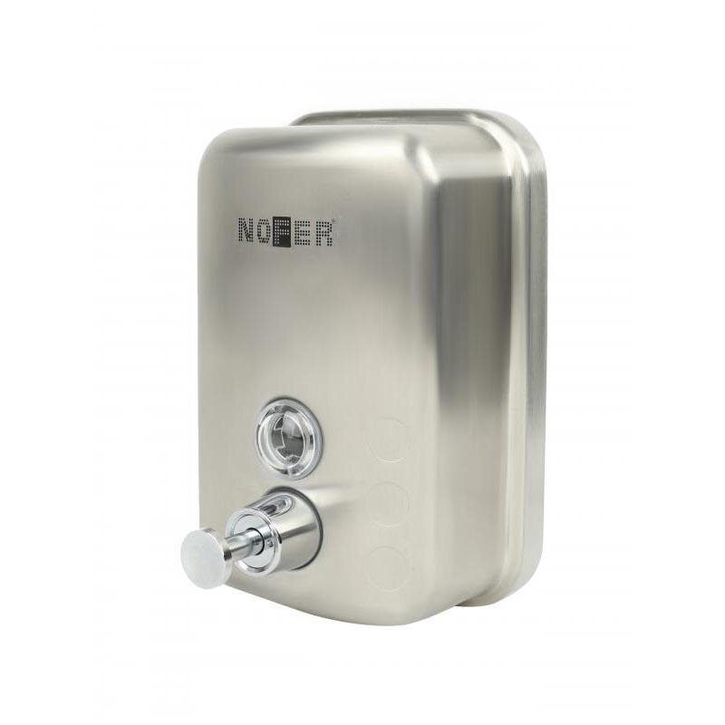 Изображение товара Диспенсер для мыла Nofer 600 мл из нержавеющей стали, вертикальный, антивандальный, Испания