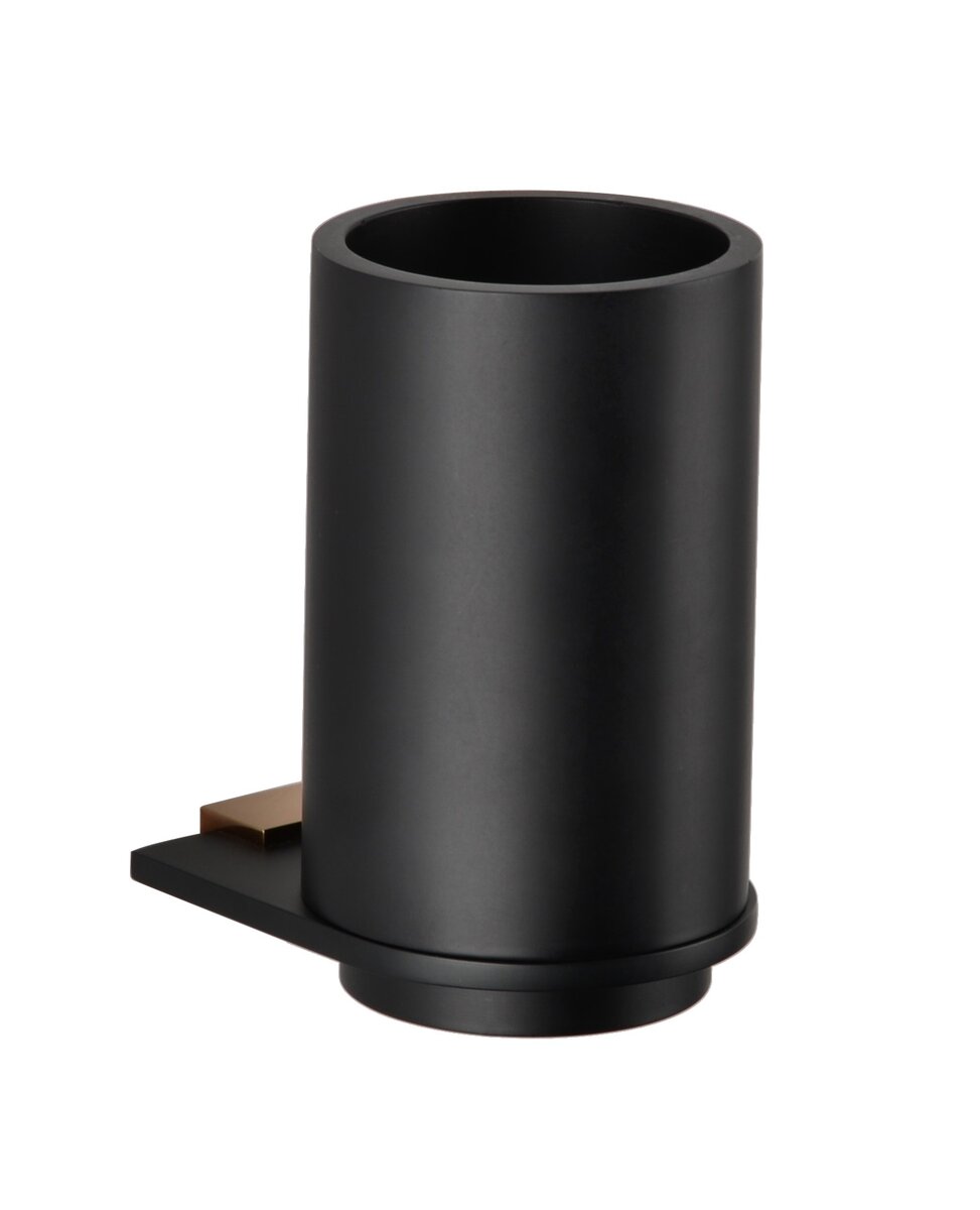 Изображение товара Держатель зубных щеток Bemeta Galla 108110010 7.5 x 9.9 x 12.3 см настенный, черный матовый, розовое золото