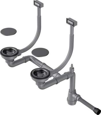 Изображение товара Арматура для двухчашевых моек Omoikiri WK-2C-GM воронёная сталь