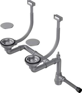 Изображение товара Арматура для двухчашевых моек Omoikiri WK-2C-IN 4956476 с прямоугольными переливами, нержавеющая сталь