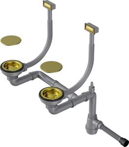 Изображение товара Арматура для двухчашевых моек с прямоугольными переливами Omoikiri WK-2-LG-A 4956495, светлое золото