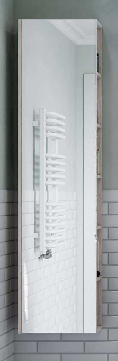 Изображение товара Подвесной пенал Акватон Сканди 40 см с зеркалом для ванной белый дуб верона