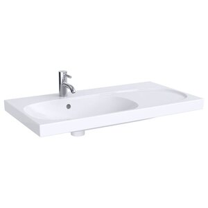 Изображение товара Раковина Geberit Acanto 500.625.01.2, 90 см, крыло справа, шамотная глина, белая