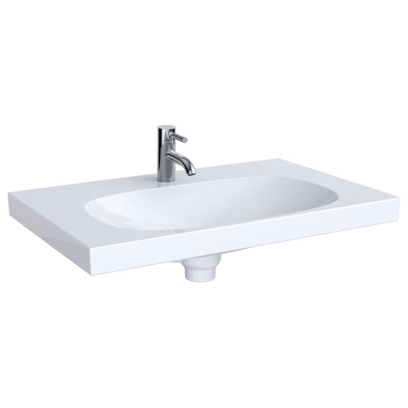 Изображение товара Раковина Geberit Acanto 500.630.01.2 с переливом и пробкой, белая, 75 см Изображение товара Раковина Geberit Acanto 500.630.01.2 с переливом и пробкой, белая, 75 см