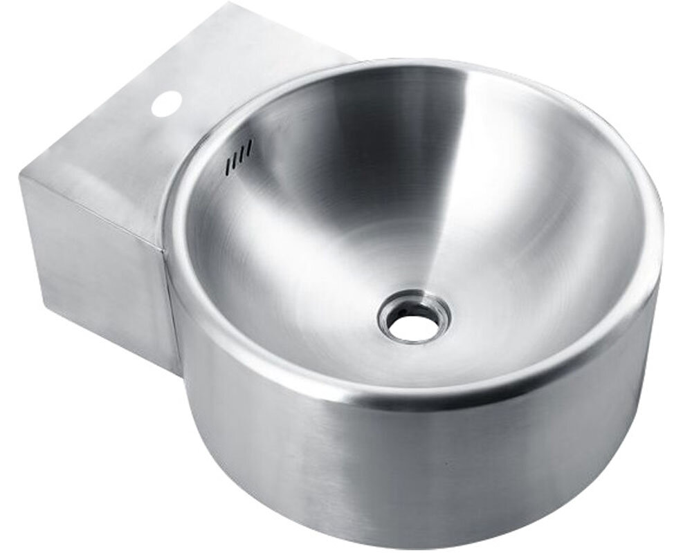 Изображение товара Раковина Nofer 13062.S Дизайнерская круглая нержавеющая сталь матовая, угловая установка