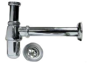 Изображение товара Клапан сливной для раковины Nofer с сифоном и дополнительной трубкой для отверстия от перелива, глянцевая поверхность, 13107.B