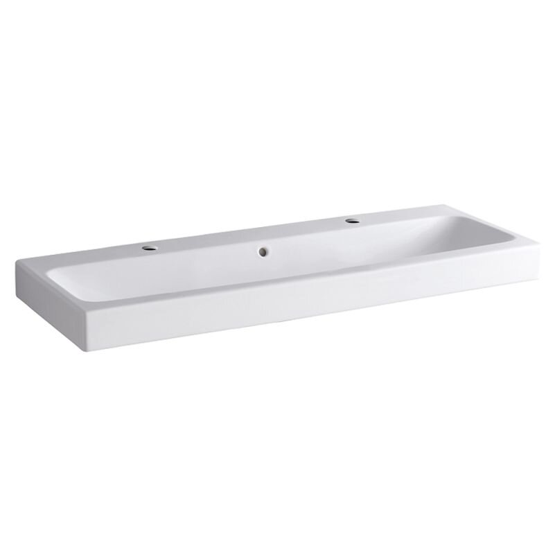 Изображение товара Раковина Geberit iCon 124020000, 120 х 48,5 см, с переливом по центру, 2 отверстия под смесители, белая