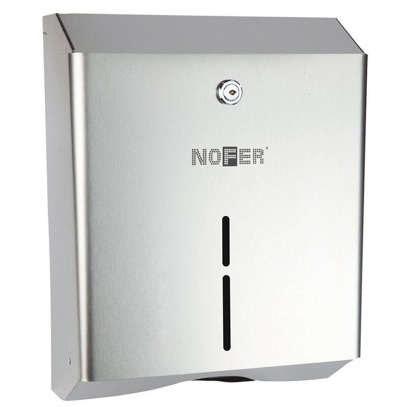 Изображение товара Диспенсер Nofer для бумажных полотенец антивандальный 04010.B из нержавеющей стали