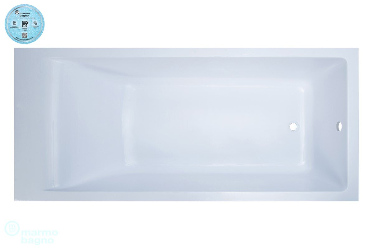 Изображение товара Ванна из искусственного мрамора Marmo Bagno Алесса NEW 170х80 см, белая