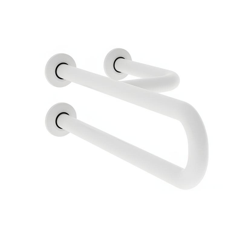 Изображение товара Поручень Nofer 15048.W 60 см, полукруглый неподвижный, с тремя точками опоры, левый, из нержавеющей стали, белая