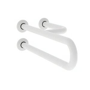Изображение товара Поручень Nofer 15048.W 60 см, полукруглый неподвижный, с тремя точками опоры, левый, из нержавеющей стали, белая