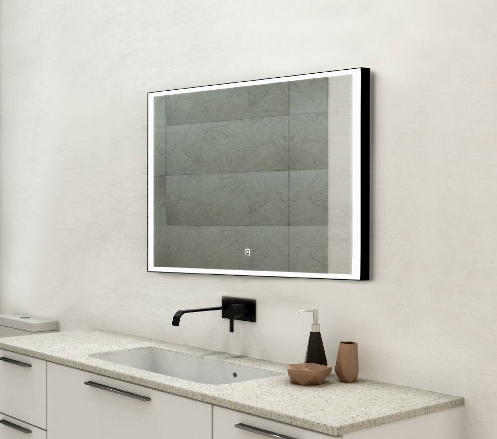 Изображение товара Зеркало Art&Max Arezzo AM-Are-1000-800-DS-FC-H-Nero 100 x 80 см с подсветкой, диммер, антизапотевание, черный