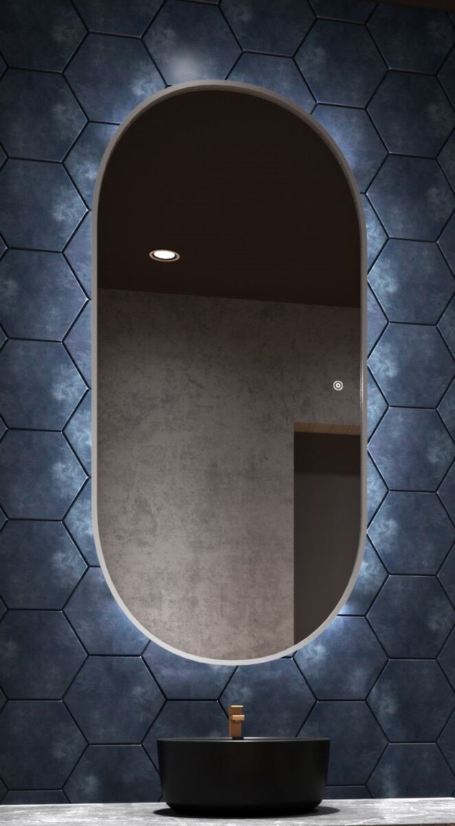 Изображение товара Зеркало Art&Max Bari с подсветкой 70x150 см графит овальное