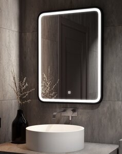 Изображение товара Зеркало Art&Max Genova AM-Gen-1000-800-DS-F 100 x 80 см с подсветкой, диммер, черный