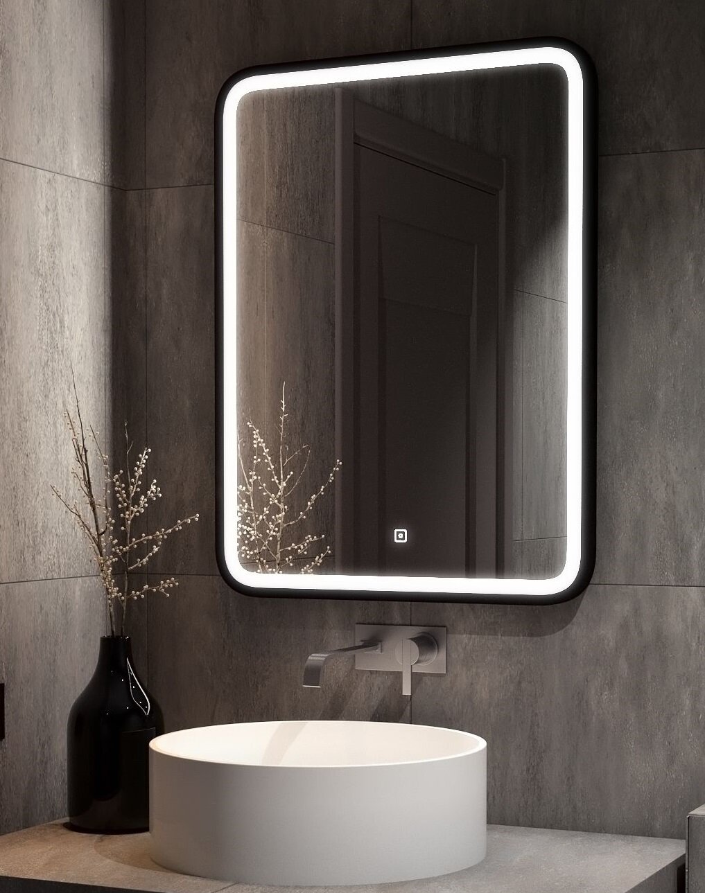 Изображение товара Art&Max Genova AM-Gen-600-800-DS-F, зеркало с подсветкой 60x80 см, черное