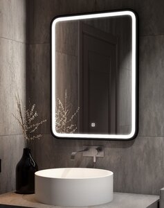 Изображение товара Зеркало Art&Max Genova AM-Gen-800-800-DS-F 80 x 80 см с подсветкой, диммер, черный