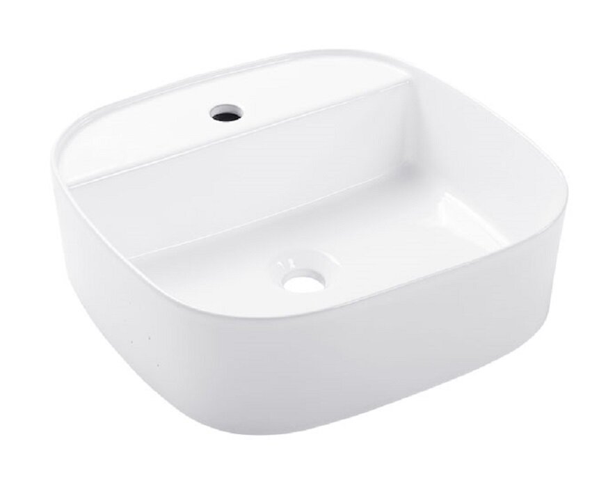 Изображение товара Раковина Bravat Source C22286W-1-ENG 45 x 43.5 x 15.5 см накладная, прямоугольная, отверстие под смеситель, белый