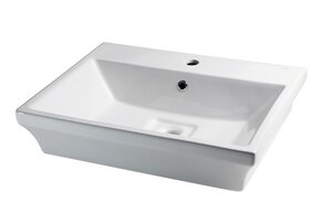 Изображение товара Раковина Bravat Phillis C22192W-1-ENG 60 x 48 x 13.5 см накладная, прямоугольная, отверстие под смеситель, белый