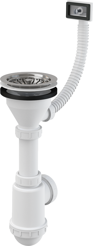 Изображение товара Сифон для кухонной мойки AlcaPlast A447 белый надежный с переливом
