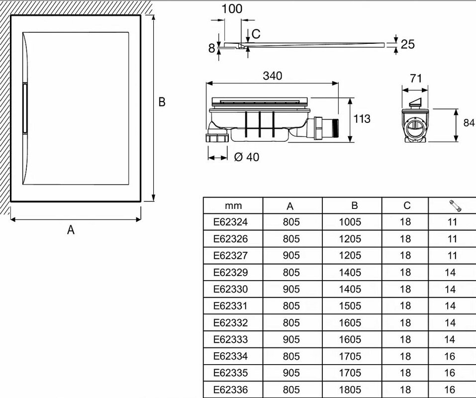 Изображение товара Душевой поддон Jacob Delafon Flight Pure 180x80 см с антискользящим покрытием