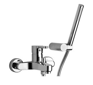Изображение товара Смеситель Paini Arena 92CR105FTKM для ванны, с душевым гарнитуром, ручка Flat, хром