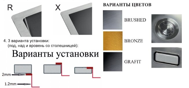 Изображение товара Кухонная мойка Zorg Light ZL R 780-2-440 из нержавеющей стали 78x44 см