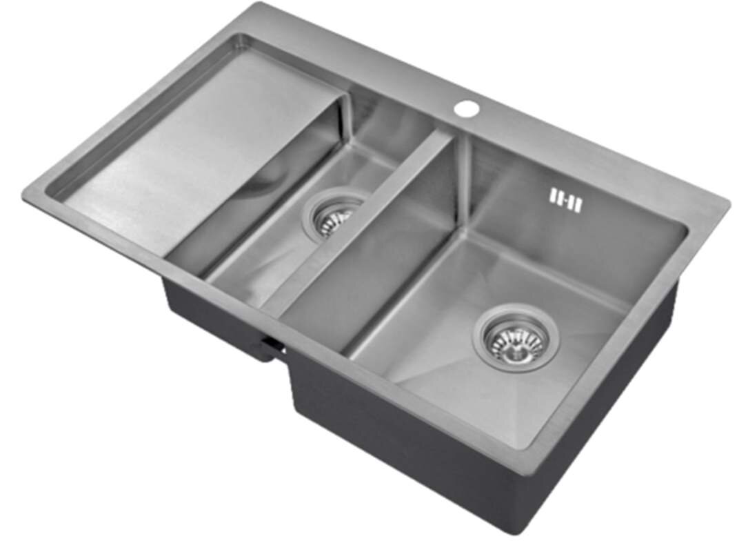 Изображение товара Мойка Zorg Inox R 5178-2-R/L, 78 х 51 см, брашированная матовая нержавеющая сталь