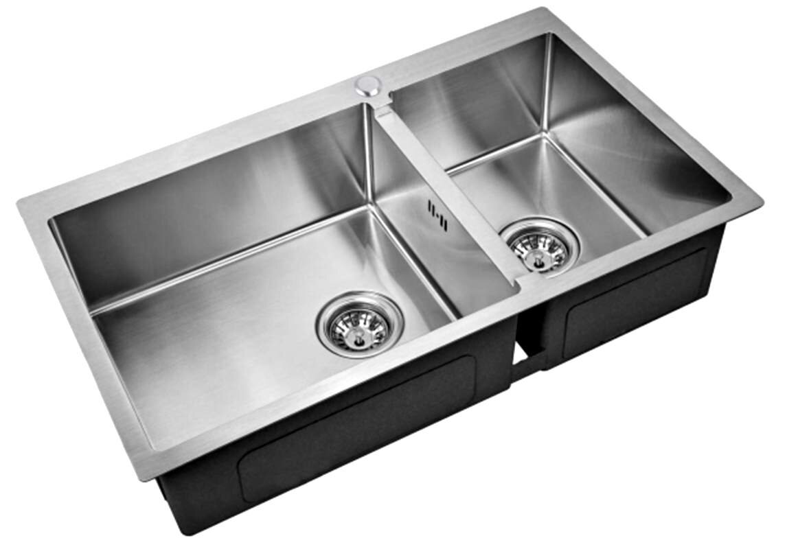 Изображение товара Мойка Zorg Inox R 78-2-51-L/R, 78 х 51 см, брашированная матовая нержавеющая сталь
