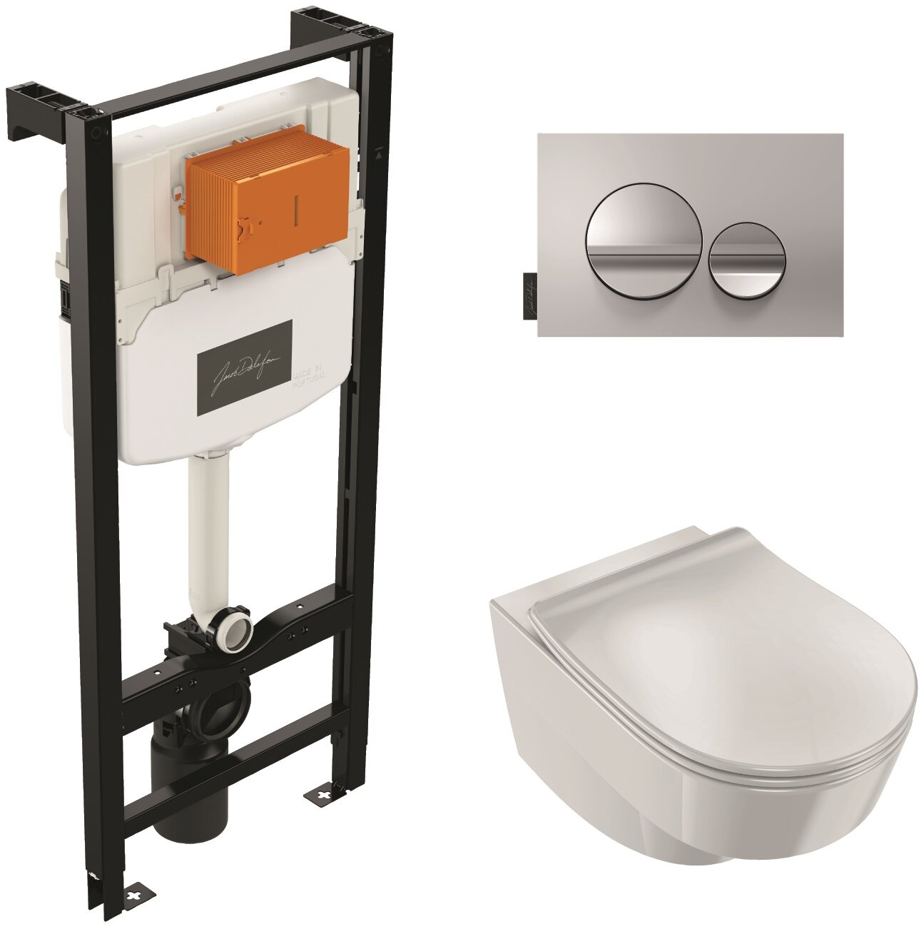 Изображение товара Инсталляция с безободковым унитазом Jacob Delafon Odeon Rive Gauche E21745RU-00, подвесной, фарфор