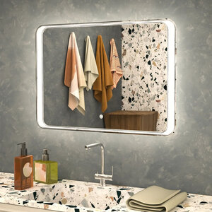 Изображение товара Зеркало KVV Group Luigi 90x80 см с подсветкой и гравировкой для ванной комнаты