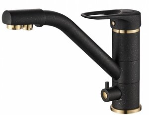 Изображение товара Смеситель Zorg Steel Hammer SH 321 BLACK BR для кухни под фильтр, черный металлик/бронза