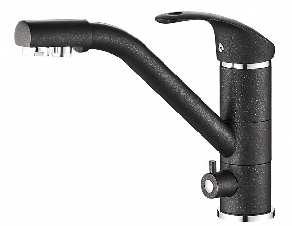 Изображение товара Смеситель Zorg Steel Hammer SH 321 BLACK CR для кухни под фильтр, черный металлик/хром