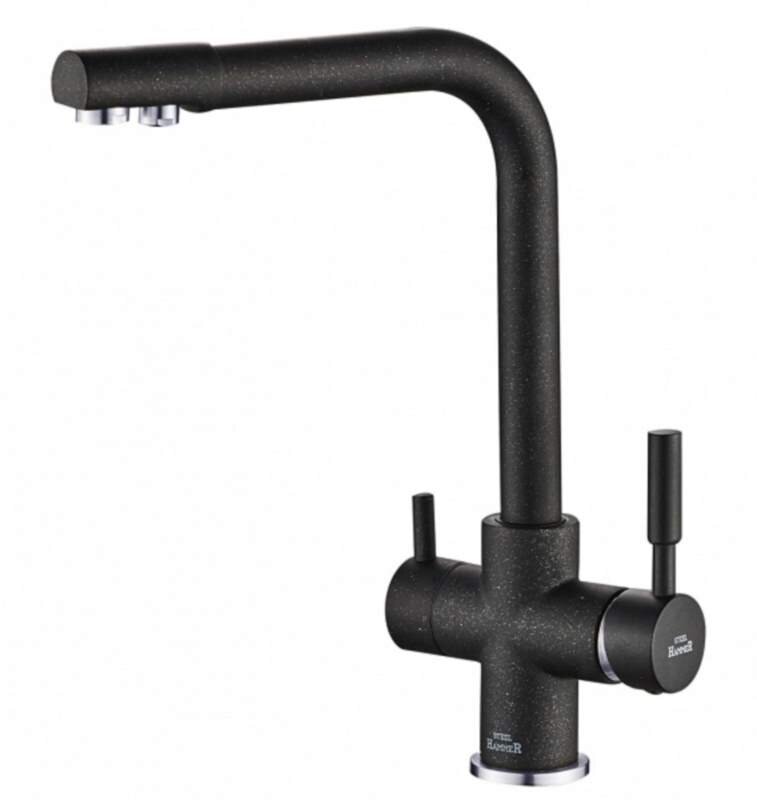 Изображение товара Смеситель Zorg Steel Hammer SH 552 BLACK CR для кухни под фильтр, черный металлик/хром