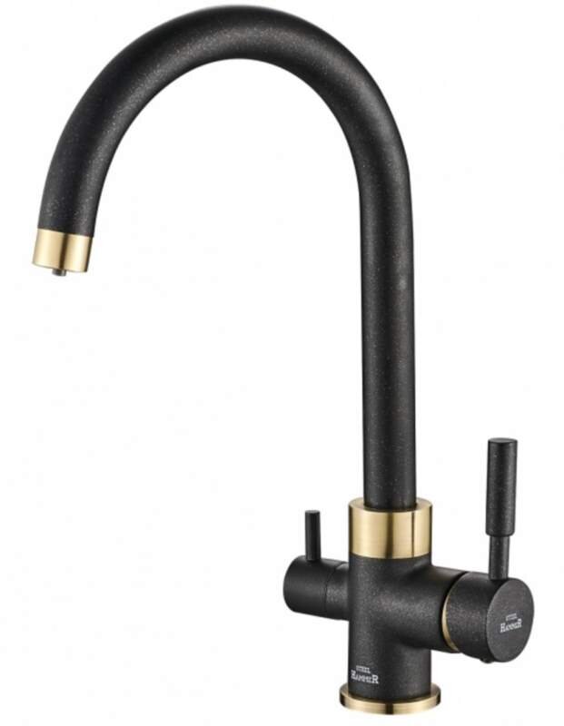 Изображение товара Смеситель Zorg Steel Hammer SH 713 BLACK BR для кухни под фильтр, черный металлик/бронза