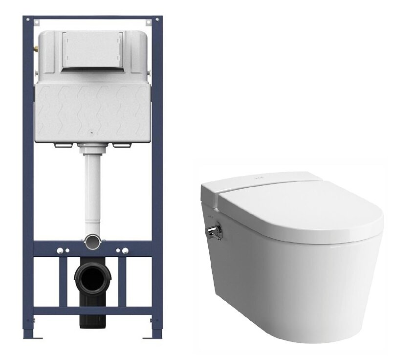 Изображение товара Инсталляция VitrA Nest 5176B003-6233 с безободковым унитазом, биде и крышкой микролифт