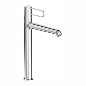 Изображение товара Смеситель для раковины Jacob Delafon Odeon Rive Gauche E21030-00-CP, высокий, с донным клапаном, хром, ручка белая