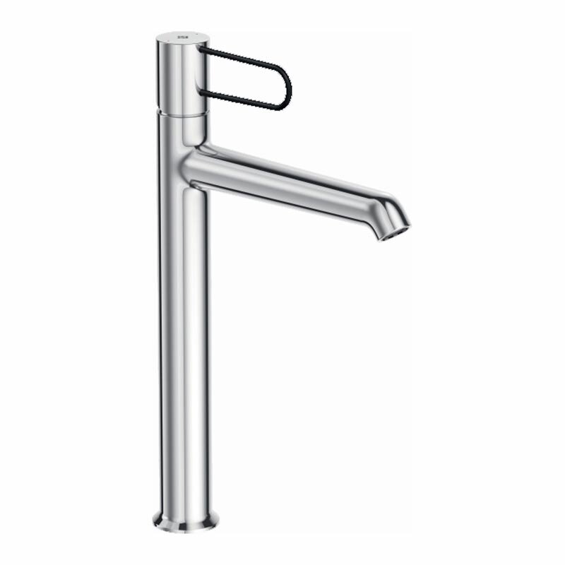 Изображение товара Высокий смеситель для раковины Jacob Delafon Odeon Rive Gauche E21030-BL-CP хром с черной ручкой