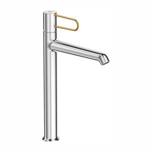 Изображение товара Смеситель для раковины Jacob Delafon Odeon Rive Gauche E21031-GLD-CP, высокий, хром, ручка золото