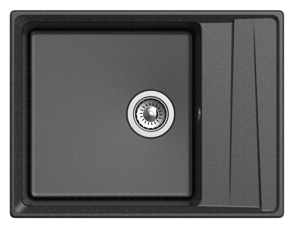 Изображение товара Кухонная мойка GranFest Level GF-LV-660L из искусственного мрамора черная 66х50 см