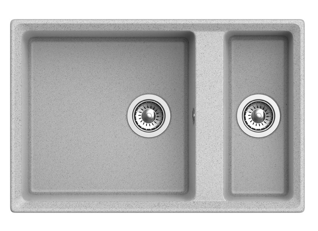 Изображение товара Кухонная мойка GranFest Level GF-LV-760K из искусственного камня, серый, 2 чаши